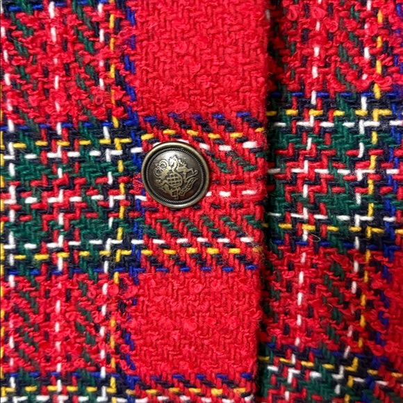 Talbots 12 Red Tartan Plaid Wool Blend Blazer Jacket - Picture 4 of 8